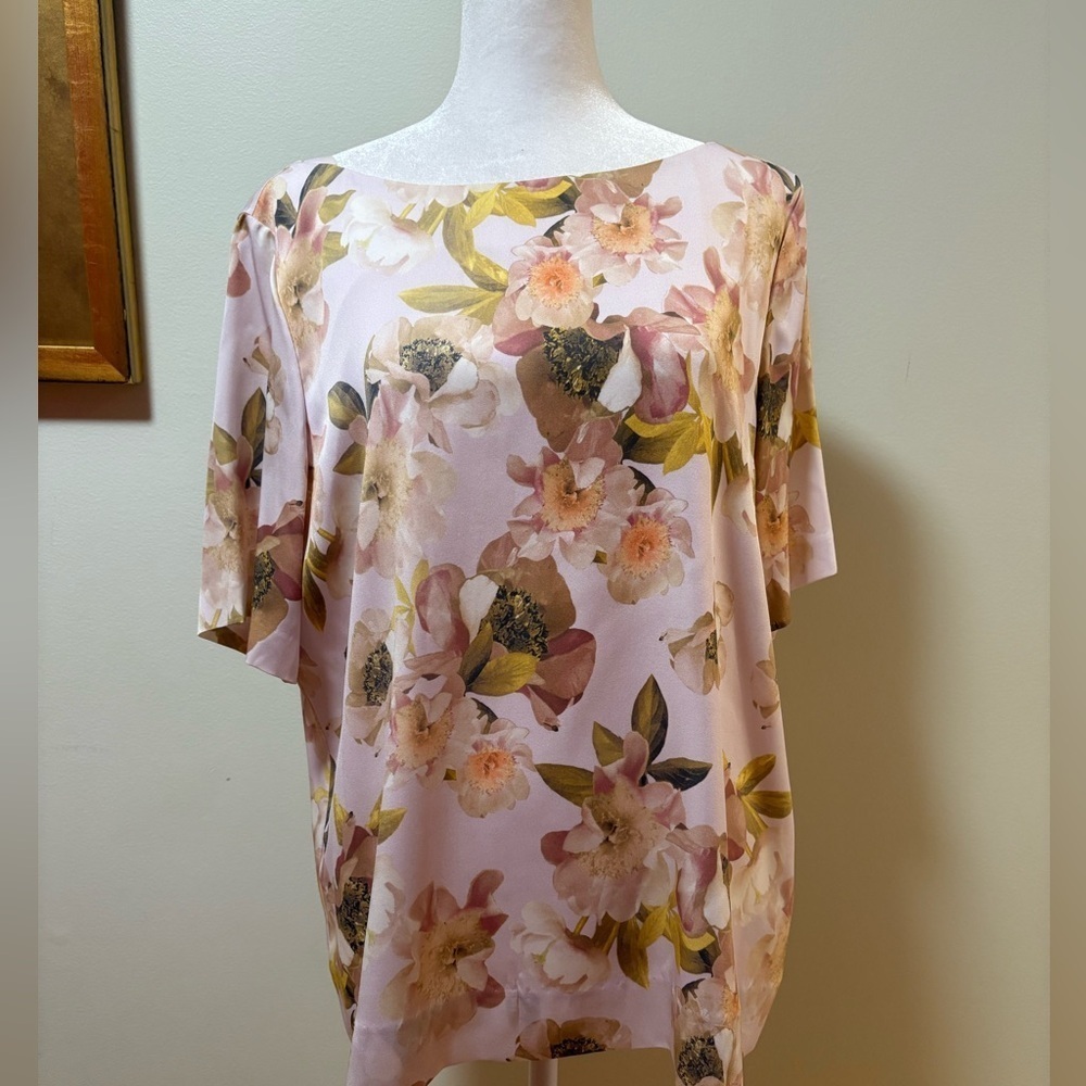 Brooks brothers silk short sleeve top shirt floral pink sz 12 romantic fairycore